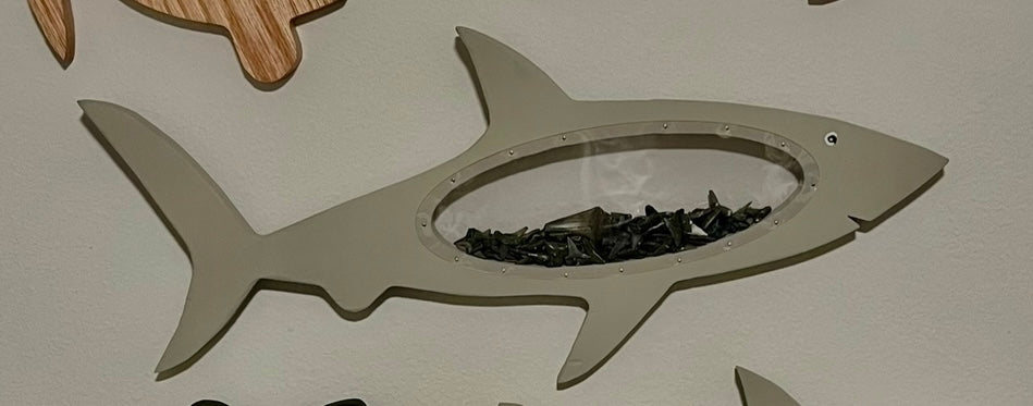 22" Hand-Made Painted - Shark Tooth Bank