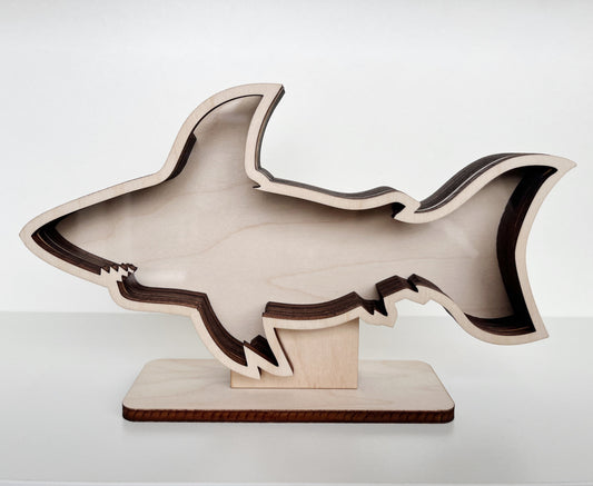 Shark Tooth Bank: Classic Shark - Wood Finish